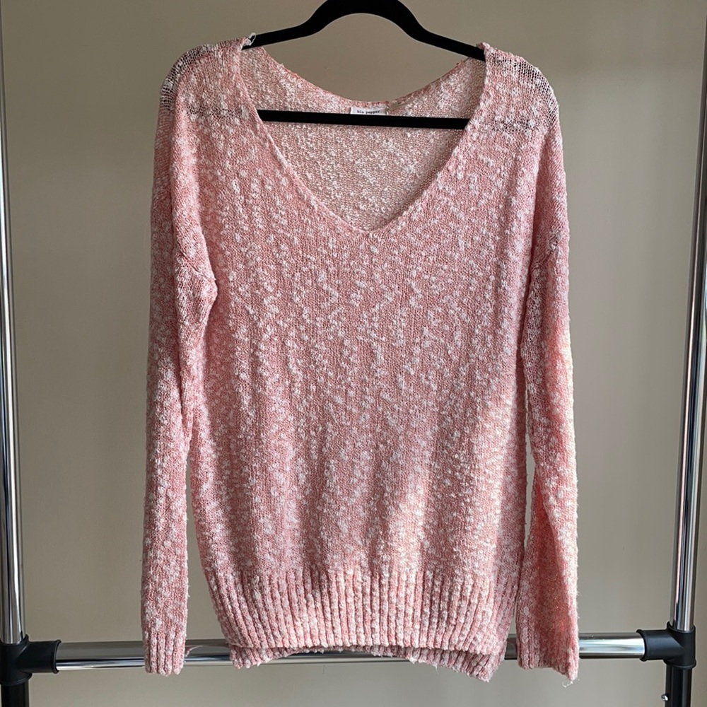 Pink and White Semi Sheer Sweater